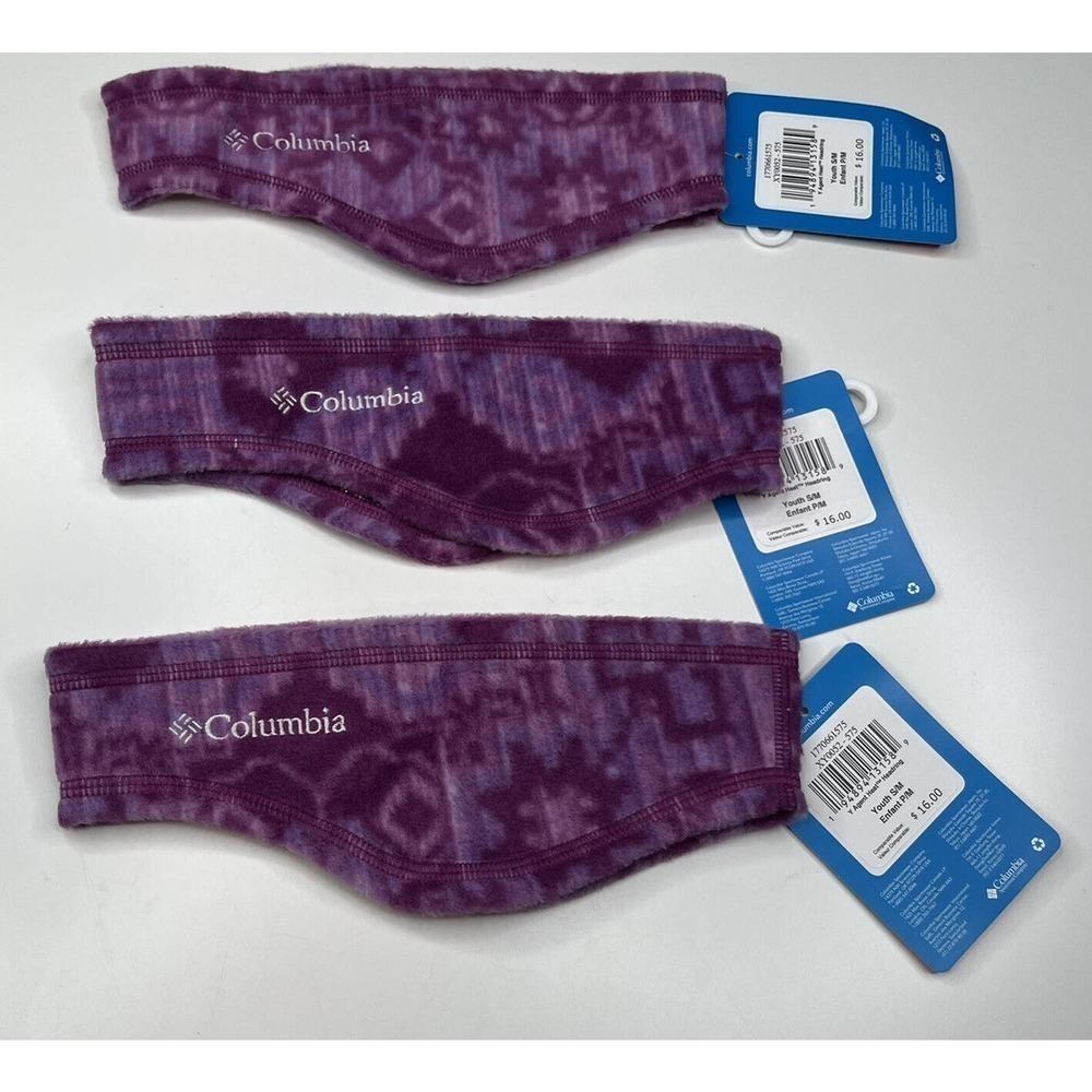 NWT Columbia 3 Pack Agent Heat Head Ringers Ear Warmers Size S/M Youth Purple